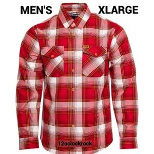 DIXXON Red Yellow and White Plaid Button-Down Shirt